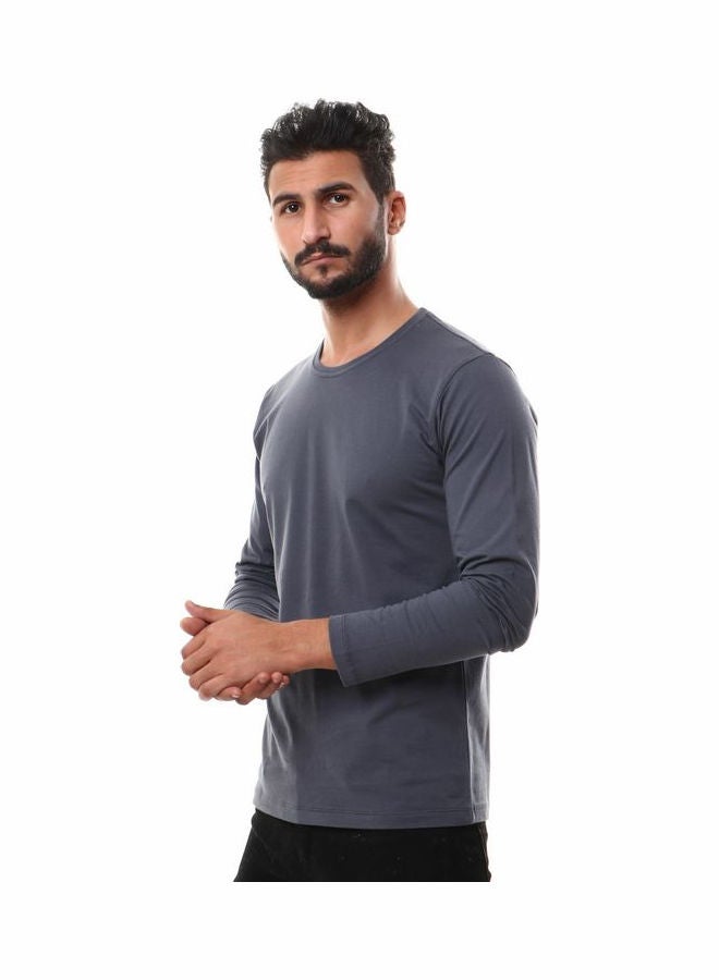 WHITE RABBIT - Solid Round Neck Long Sleeve t-shirt Grey - Image 1