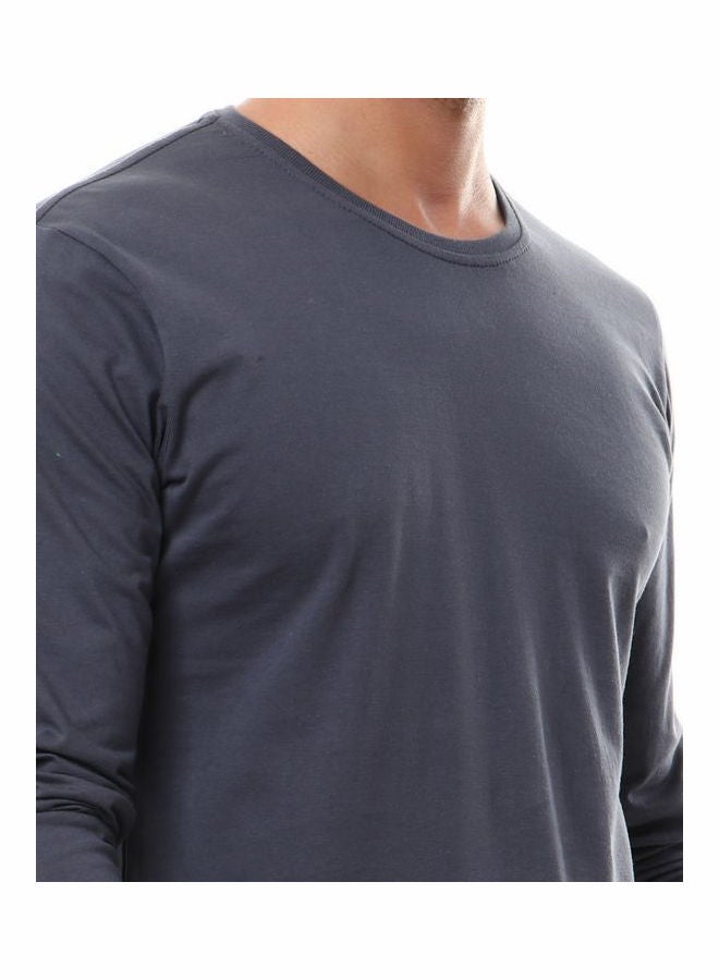 WHITE RABBIT - Solid Round Neck Long Sleeve t-shirt Grey - Image 1