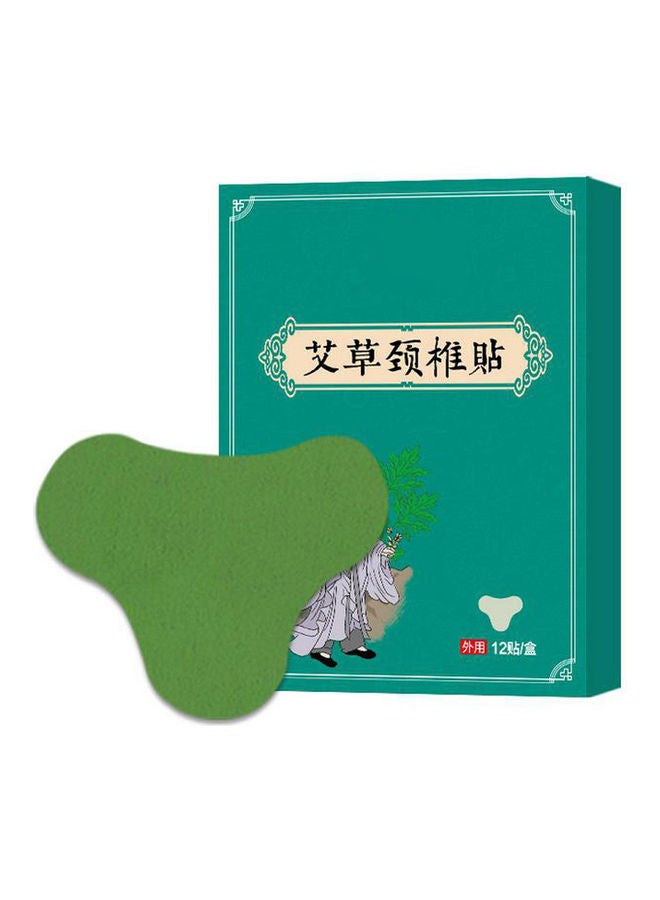 Generic 12pcs/Box Moxibustion Plaster Neck Pain Relief Patch Wormwood Sticker Self Heating Warming Meridians Patches Moxa Cervical Vertebra Stickers Body Care Product Green  - Image 1