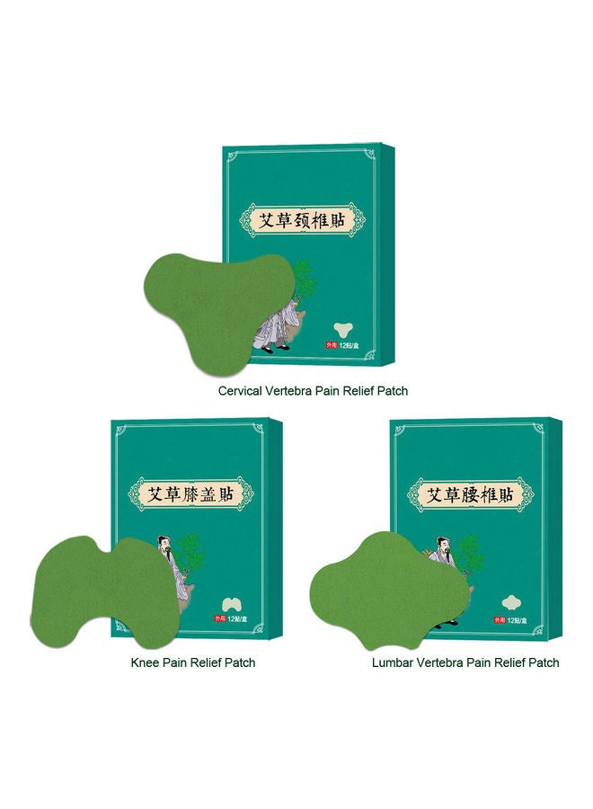 Generic 12pcs/Box Moxibustion Plaster Neck Pain Relief Patch Wormwood Sticker Self Heating Warming Meridians Patches Moxa Cervical Vertebra Stickers Body Care Product Green  - Image 3