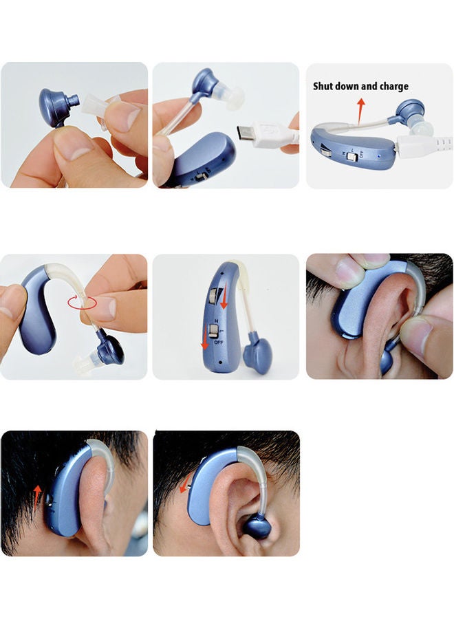 Generic Mini Size Ear Back Type Invisible Hearing Aids Ear Sound Amplifier 2 Modes Adjustable Blue - Image 2