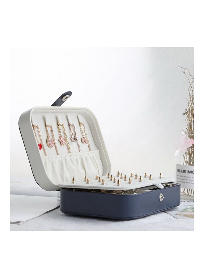 Generic Multi-functional Jewelry Box Organizer Display Jewelry Storage Case for Rings Earrings Necklace Dark blue Dark blue  - Image 2