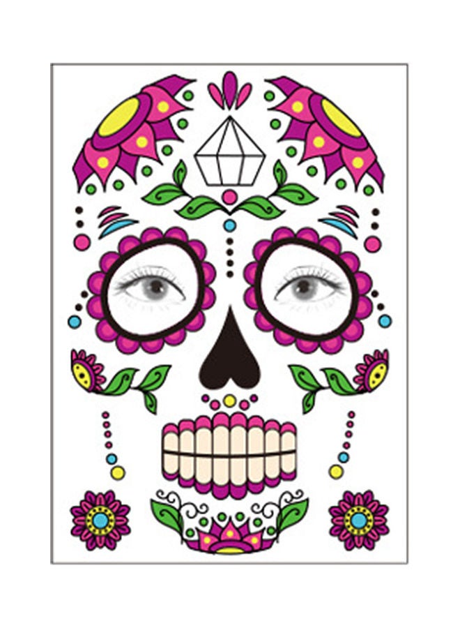 Temporary Tattoo Sticker Terror Halloween Flowers Pattern Eyes Face Stickers Makeup Stage Multicolor - Image 1