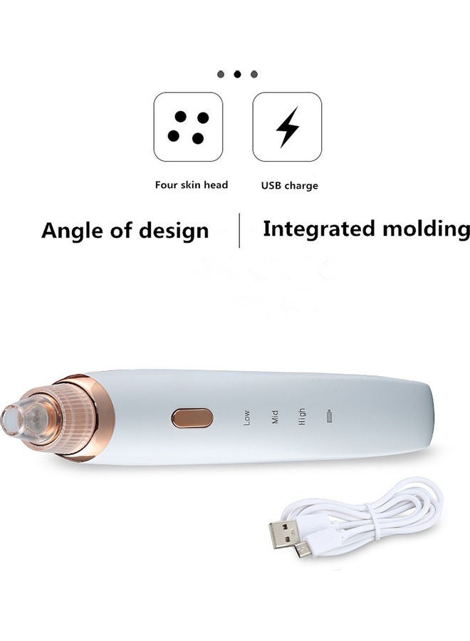 جهاز تجميل لإزالة الرؤوس السوداء وتنظيف البشرة الميتة مزود بمنفذ شحن USB و3 تعديلات و4 رؤوس شفط للإختيار من بينها، لون أزرق - Image 5