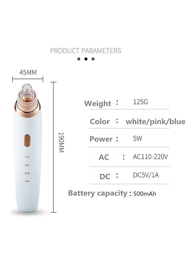 جهاز تجميل لإزالة الرؤوس السوداء وتنظيف البشرة الميتة مزود بمنفذ شحن USB و3 تعديلات و4 رؤوس شفط للاختيار من بينها، لون وردي - Image 3
