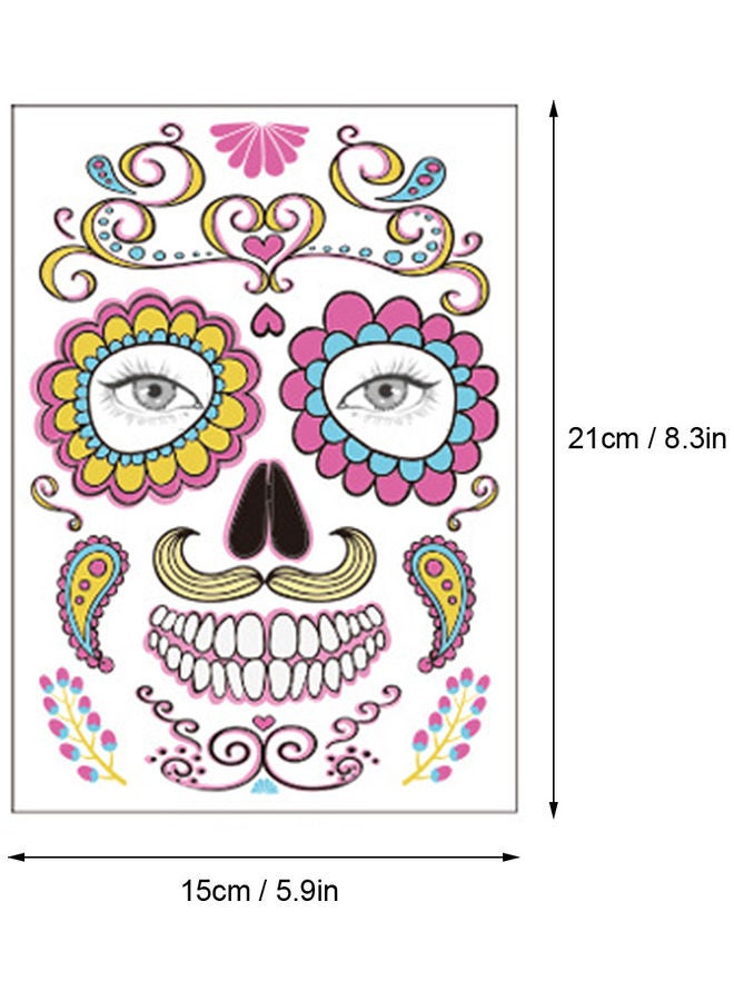 Generic Temporary Tattoo Sticker Terror Halloween Flowers Pattern Eyes Face Stickers Makeup Stage Multicolor - Image 4