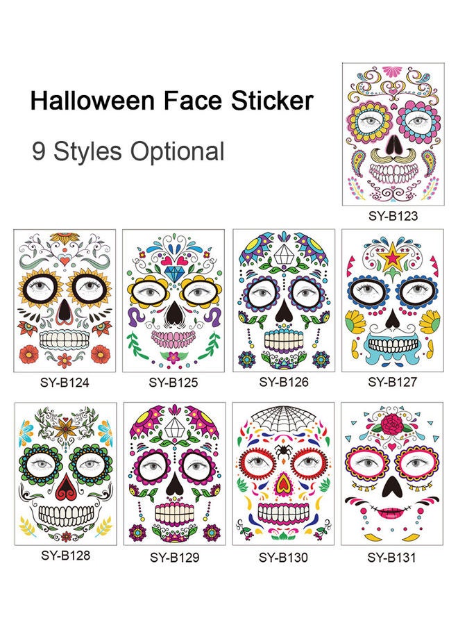 Generic Temporary Tattoo Sticker Terror Halloween Flowers Pattern Eyes Face Stickers Makeup Stage Multicolor - Image 3