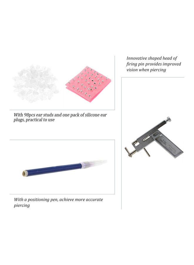 Ear Piercing Machine Kit Safety Ear Nose Navel Body Piercing Gun Kit Set With 98pcs Earring Studs Earring Backstops Multicolor - Image 2