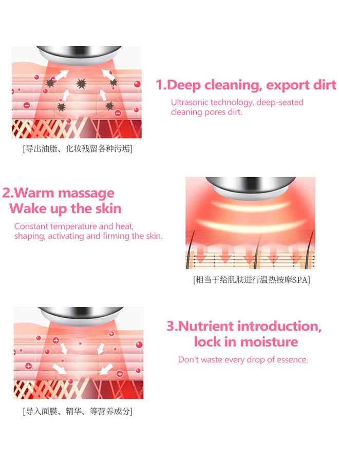 أداة مستحضرات تجميل منزلية بضوء أحمر وأزرق ، يجدد البشرة بواسطة الفوتونات الضوئية، لون وردي . - Image 3