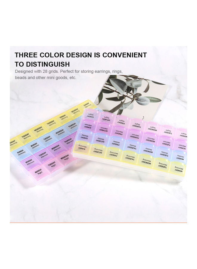 Generic 28 Grid Plastic Jewelry Ring Earrings Storage Boxes with 3 Colors Tablets Pills Nail Art Decorations Case Bead Rhinestone Organizer 22x13cm Multicolor  - Image 5