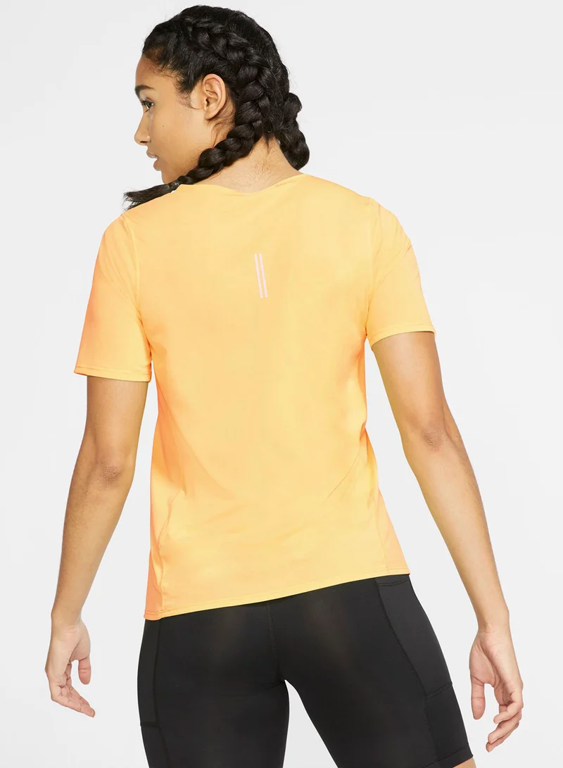 Nike City Sleek Short Sleeve Running T-Shirt Melon Tint/Reflective Silv