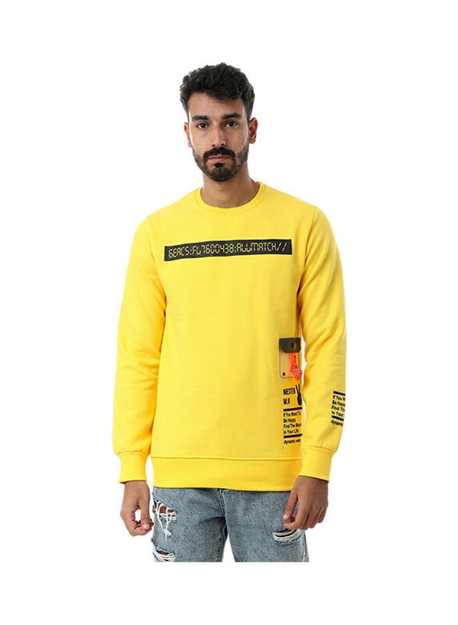 WHITE RABBIT Printed Crew Neck Long Sleeve Sweatshirt Yellow - Image 1