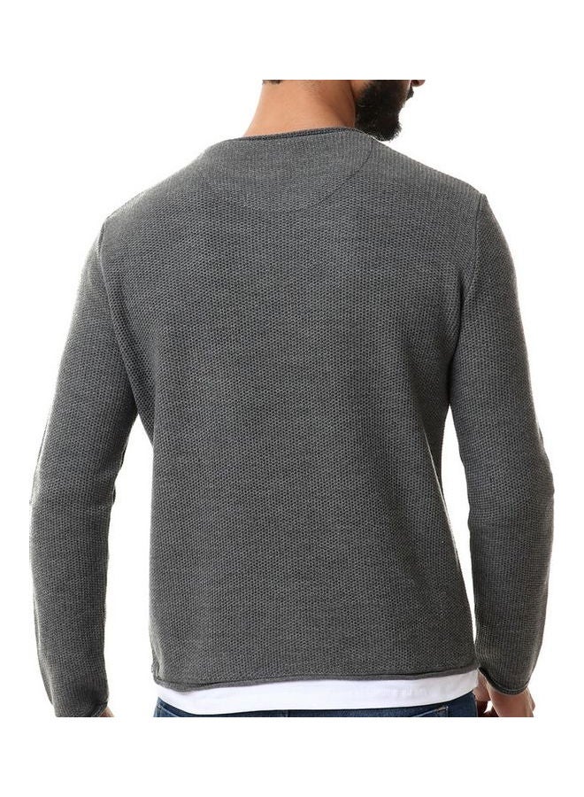 WHITE RABBIT - Solid Round Neck Long Sleeve Pullover Grey - Image 1