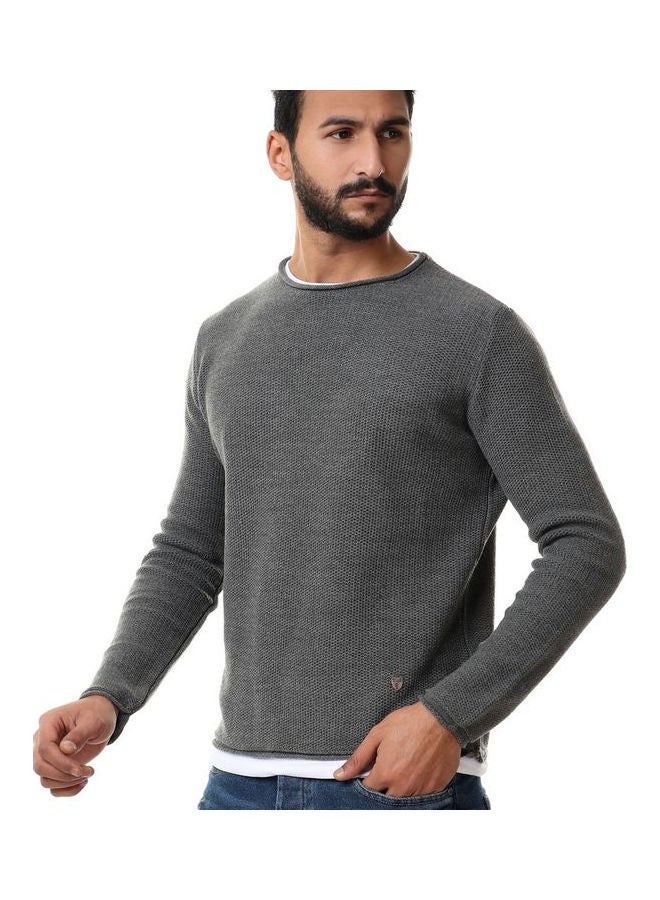 WHITE RABBIT - Solid Round Neck Long Sleeve Pullover Grey - Image 1