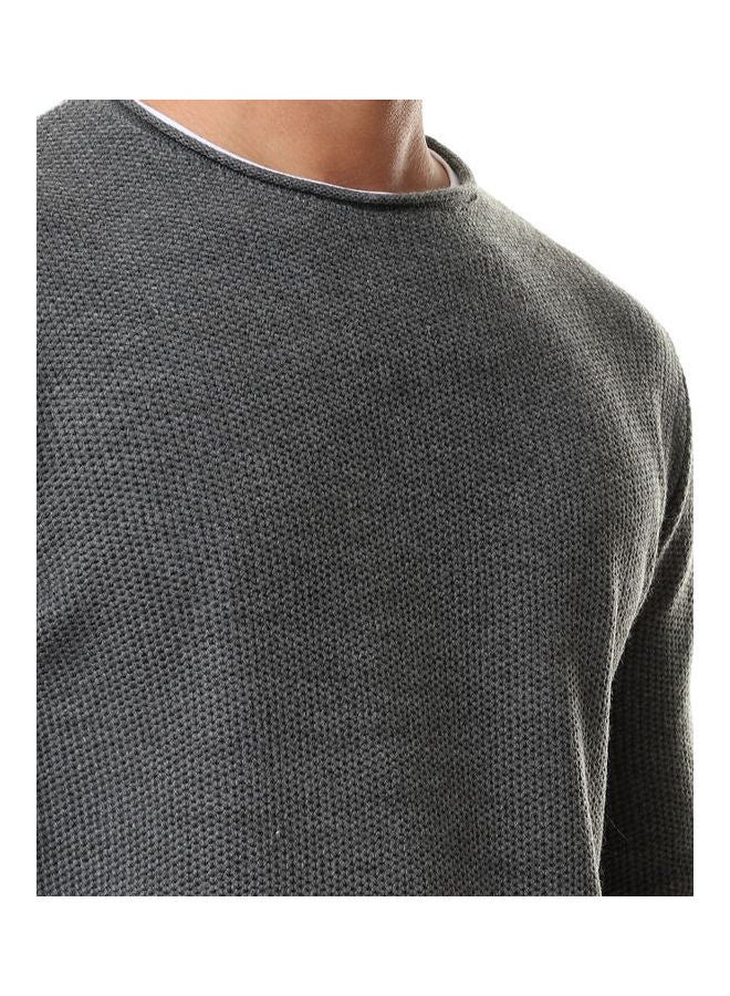 WHITE RABBIT - Solid Round Neck Long Sleeve Pullover Grey - Image 1