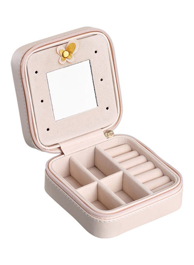 Generic Small Portable Travel Jewelry Box With Mirror Storage Case Organizer For Rings Earrings Necklace Pink  - Image 1