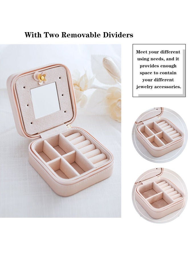 Generic Small Portable Travel Jewelry Box With Mirror Storage Case Organizer For Rings Earrings Necklace Pink  - Image 4