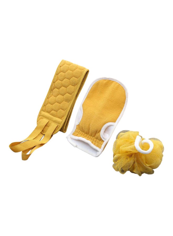 Generic Silicone Body Shower Brush Belt Foaming Bath Ball Extended Back Scrubber Handle Cleaning and Exfoliating Pad Set With Massage Points Yellow  - Image 4