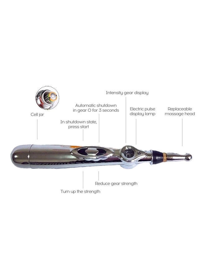 Generic Automatically Find Acupoints Meridian Pen Domestic Use Electronic Acupuncture Massage Pen Circulating Energy Point Massage Pen Silver  - Image 4