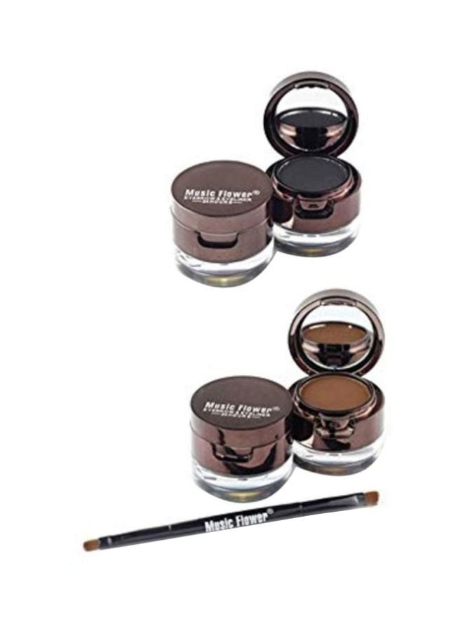 Music Flower 2-Piece Fascinated Eyebrow And Eyeliner Cream With Brush Black/Brown  - Image 1