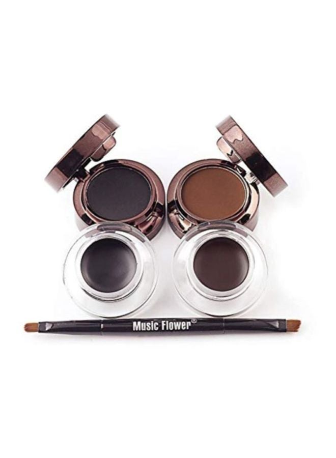 Music Flower 2-Piece Fascinated Eyebrow And Eyeliner Cream With Brush Black/Brown  - Image 2