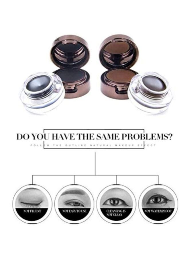 Music Flower 2-Piece Fascinated Eyebrow And Eyeliner Cream With Brush Black/Brown  - Image 3