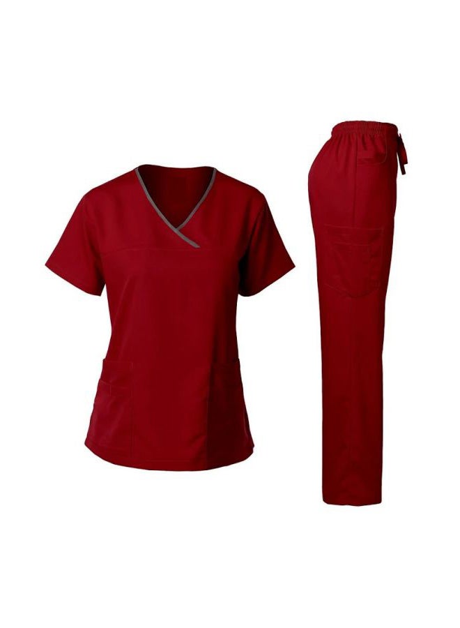 Veronica 2-Piece Uniform T-Shirt With Pants Maroon - Image 1