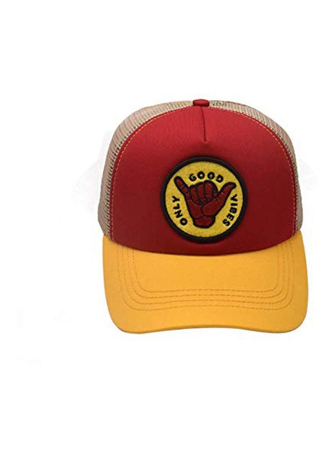 فايتر جيفتس قبعة مطرزة مطبوع عليها عبارة "Only Good Vibes" أحمر/أصفر - Image 4