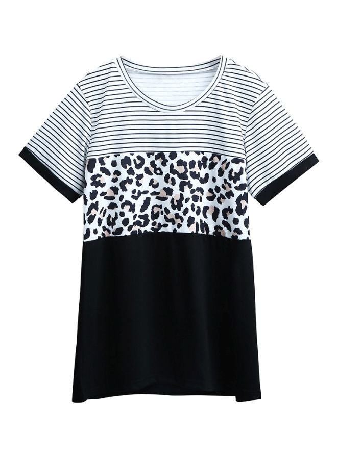 Leopard Printed T-Shirt Black/White - Image 1