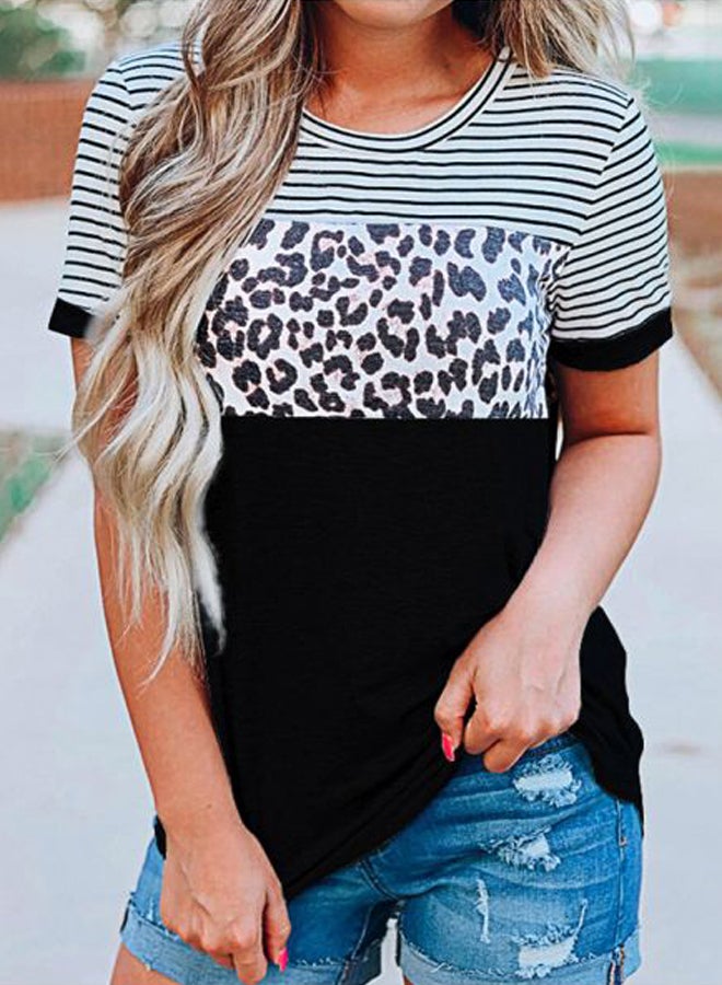 Leopard Printed T-Shirt Black/White - Image 3