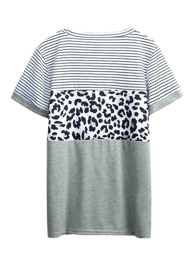 Leopard Printed T-Shirt Light Grey/Black/White - Image 2