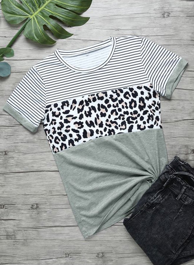 Leopard Printed T-Shirt Light Grey/Black/White - Image 4
