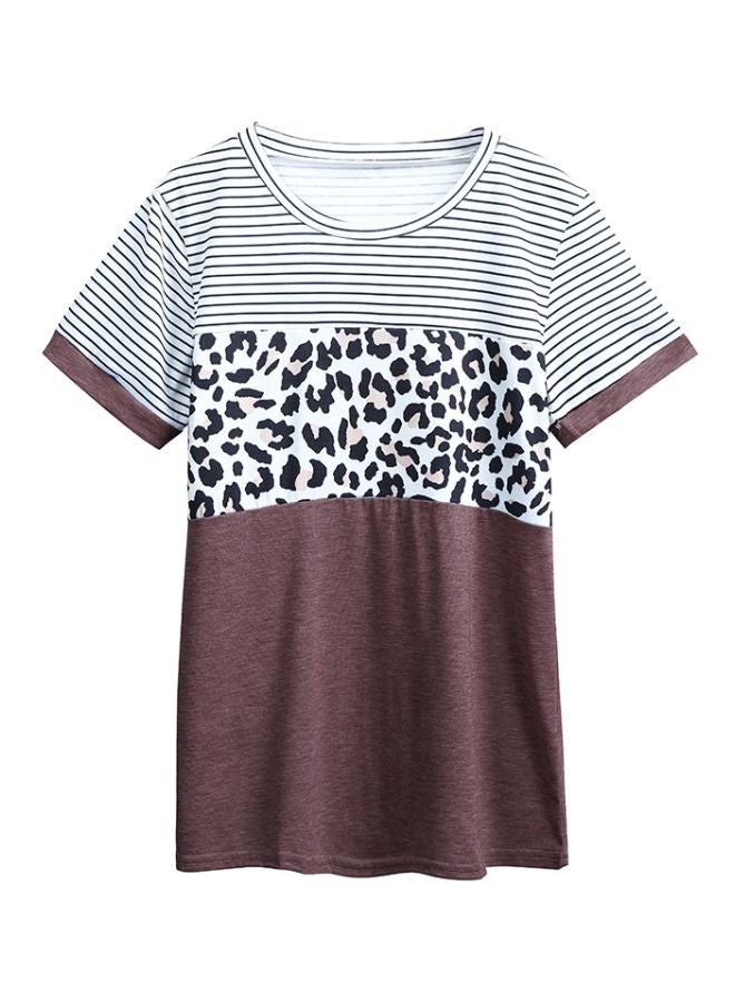 Leopard Printed T-Shirt Burgundy/Black/White  - Image 1