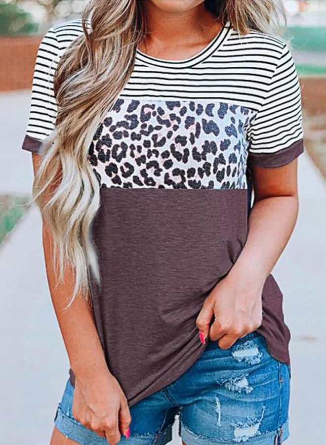 Leopard Printed T-Shirt Burgundy/Black/White  - Image 3