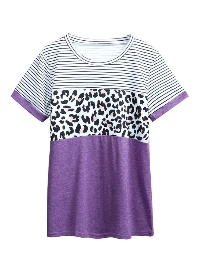 Leopard Printed T-Shirt Purple/Black/White - Image 1