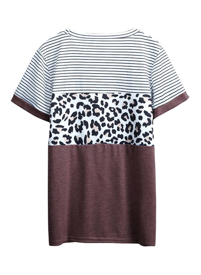 Leopard Printed T-Shirt Burgundy/Black/White  - Image 2