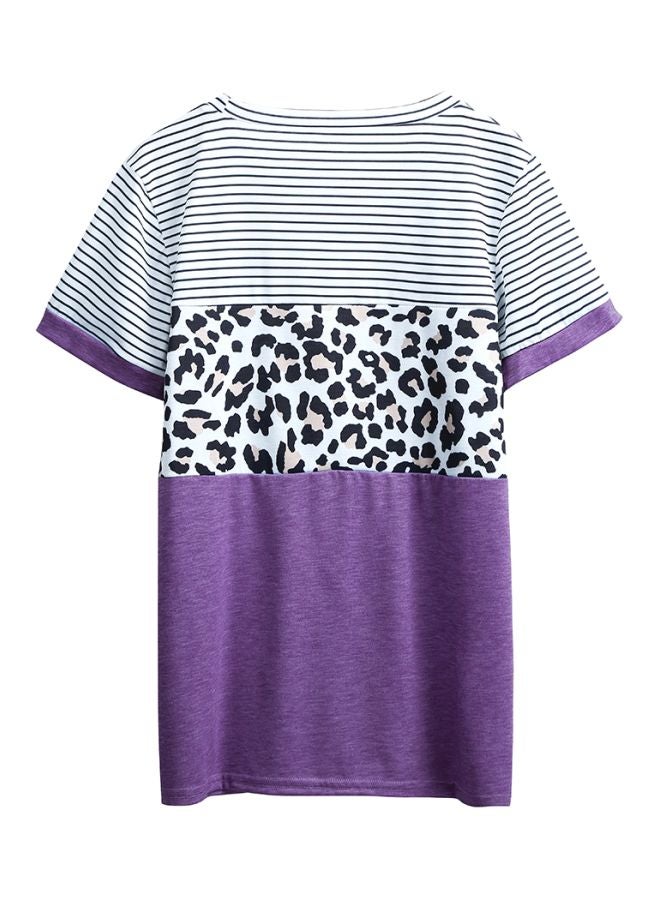 Leopard Printed T-Shirt Purple/Black/White - Image 2