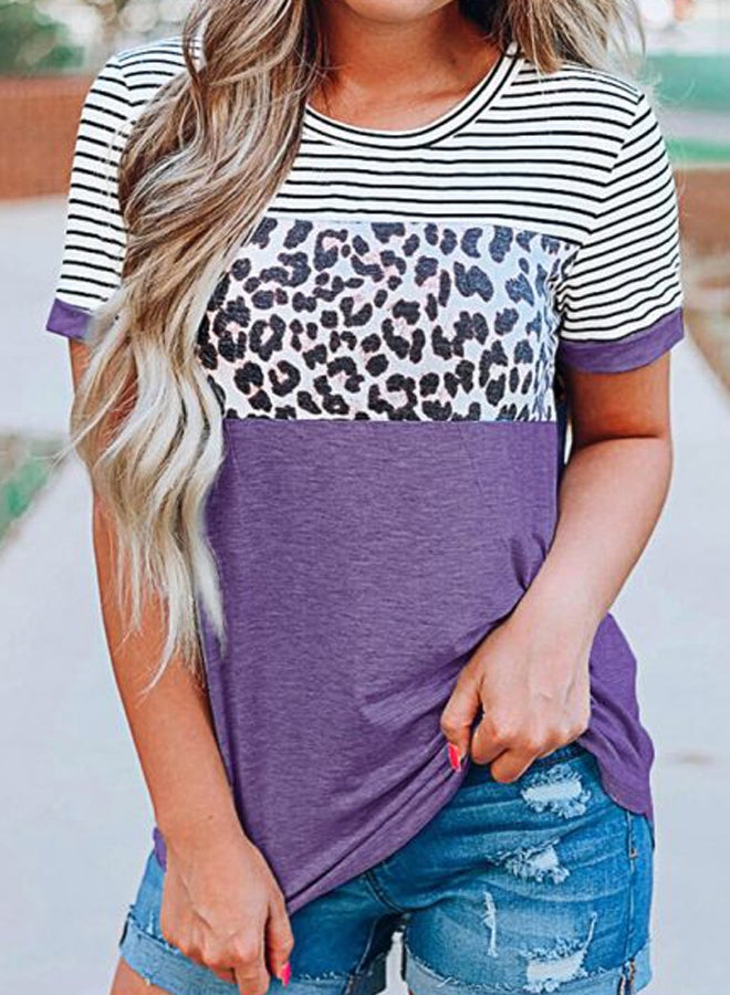 Leopard Printed T-Shirt Purple/Black/White - Image 5