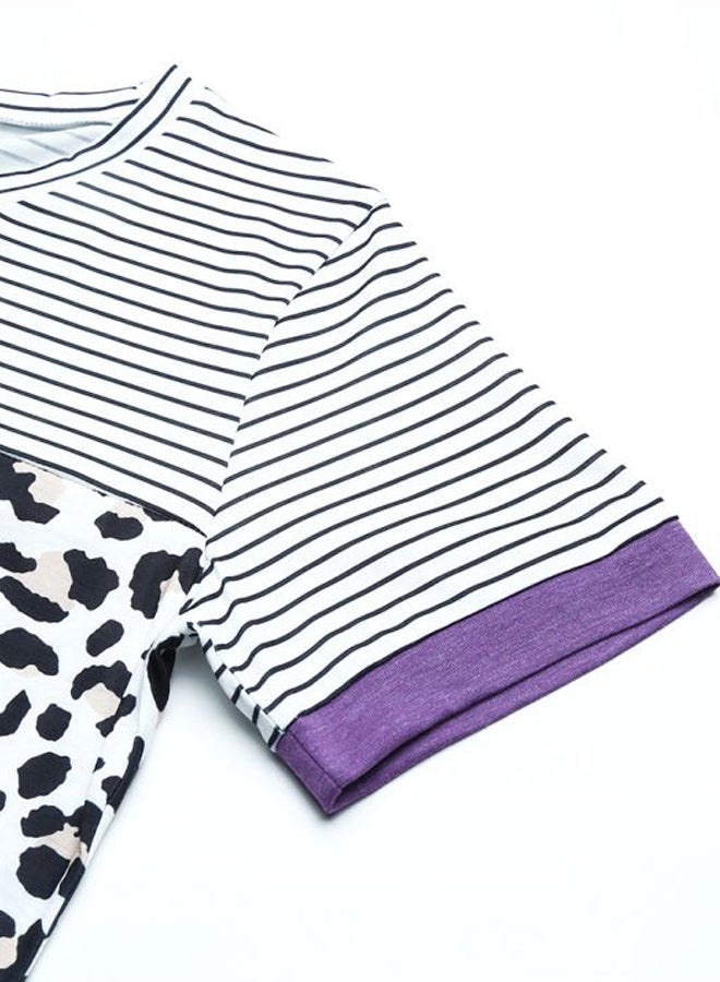 Leopard Printed T-Shirt Purple/Black/White - Image 4