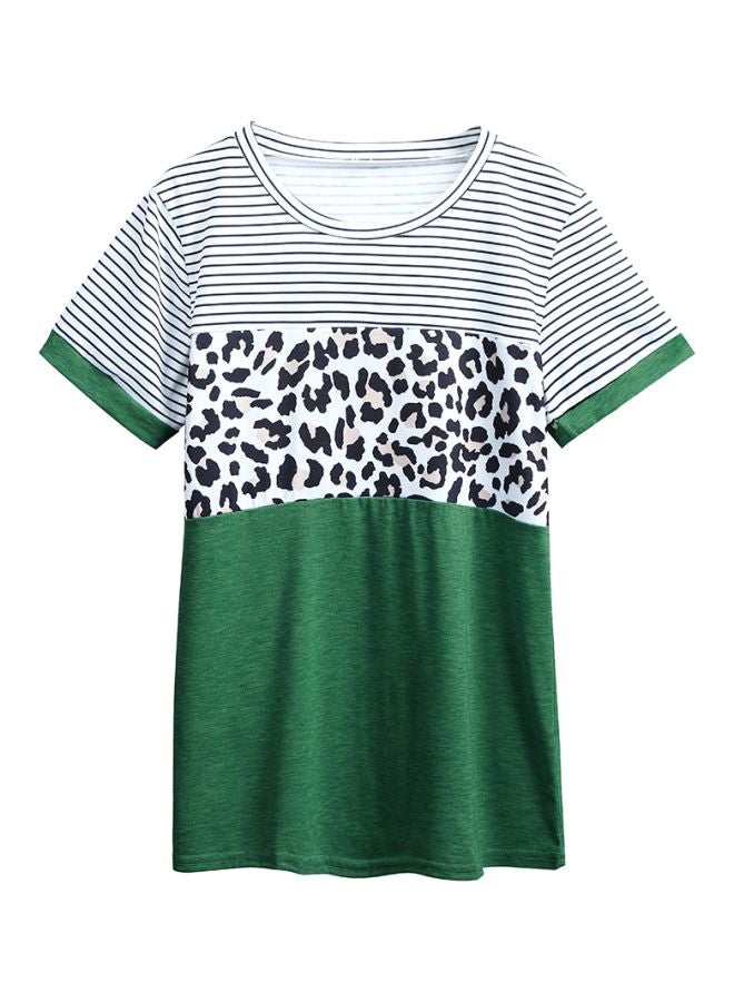Leopard Printed T-Shirt Dark Green/Black/White - Image 1