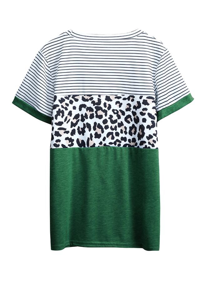 Leopard Printed T-Shirt Dark Green/Black/White - Image 2