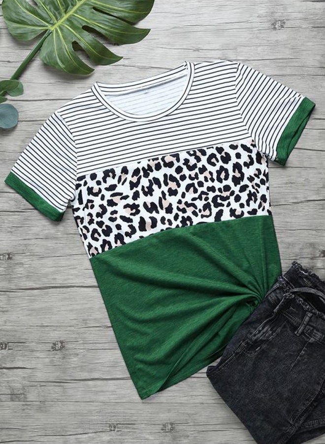 Leopard Printed T-Shirt Dark Green/Black/White - Image 3