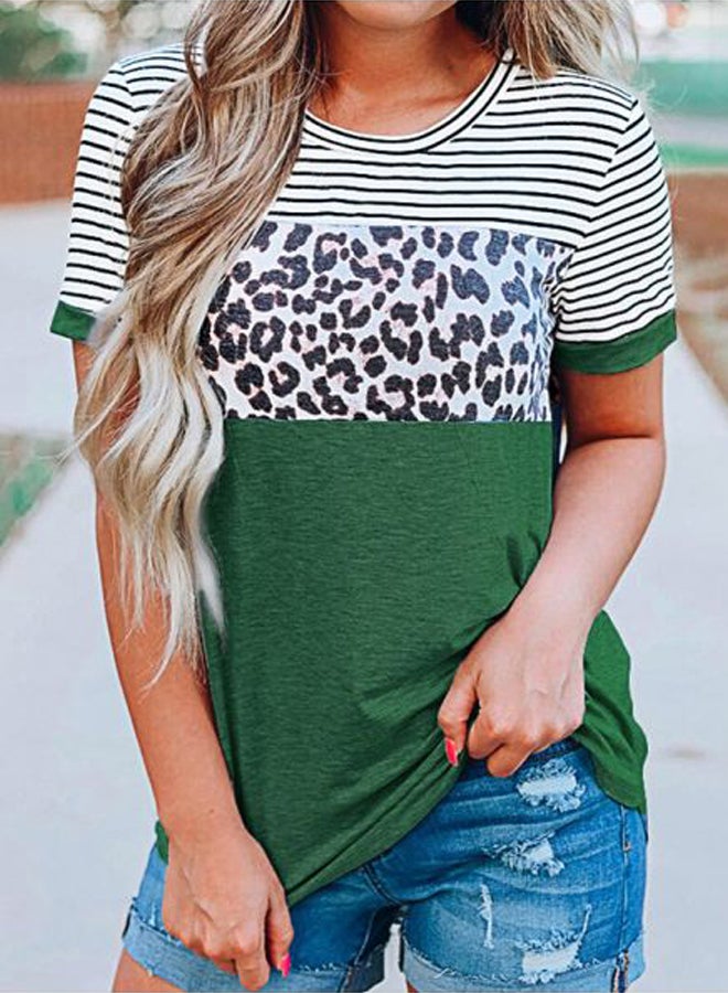 Leopard Printed T-Shirt Dark Green/Black/White - Image 4