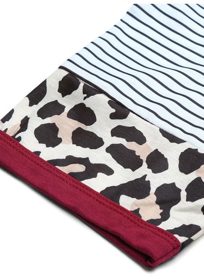 Leopard Printed T-Shirt Burgundy/White/Black - Image 3