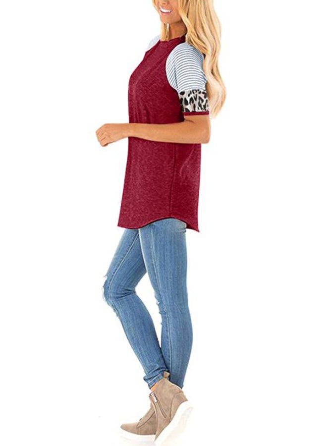 Leopard Printed T-Shirt Burgundy/White/Black - Image 5