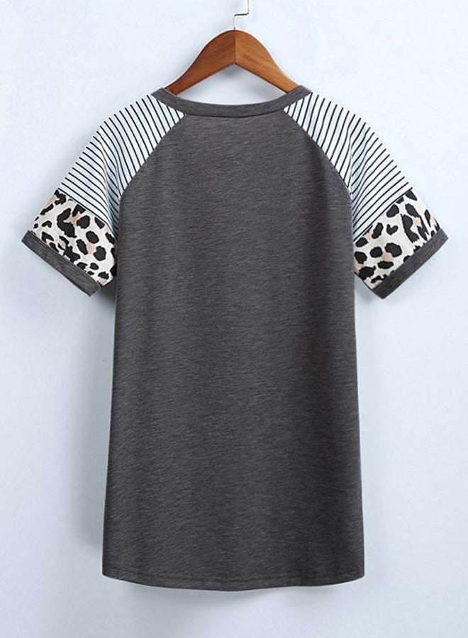 Leopard Printed T-Shirt Dark Grey/White/Black - Image 5