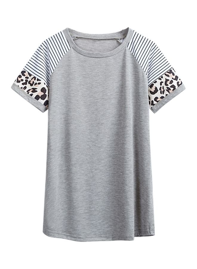 Leopard Printed T-Shirt Light Grey/White/Black - Image 1