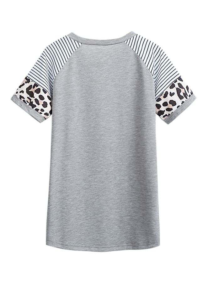 Leopard Printed T-Shirt Light Grey/White/Black - Image 2