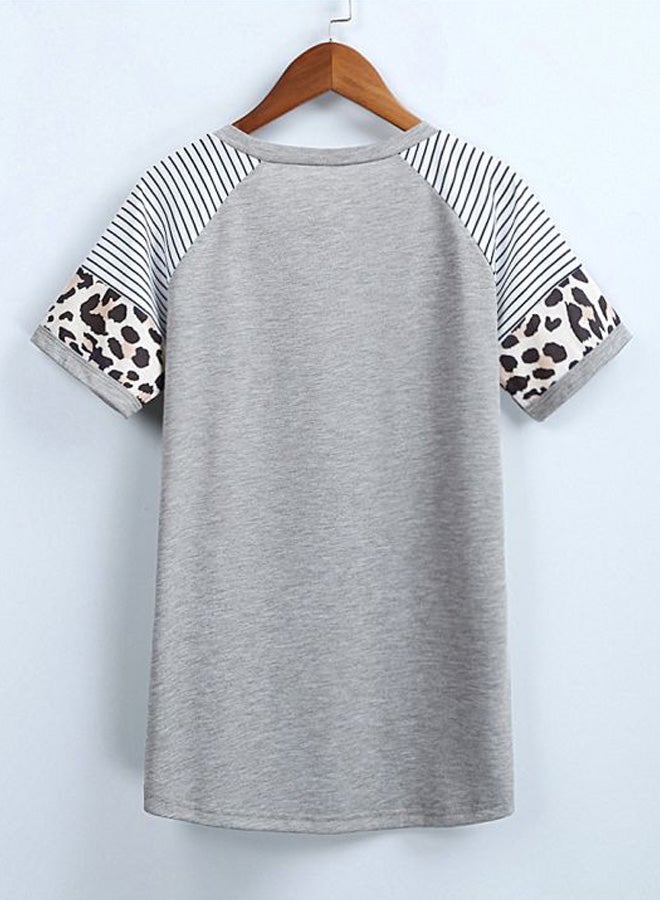 Leopard Printed T-Shirt Light Grey/White/Black - Image 5
