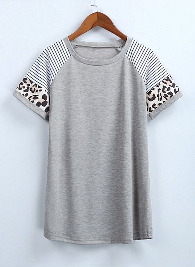 Leopard Printed T-Shirt Light Grey/White/Black - Image 4
